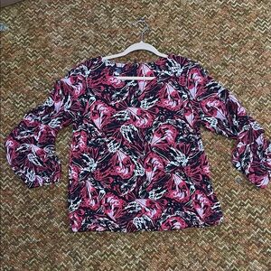 Alfani Red and Black Floral Blouse